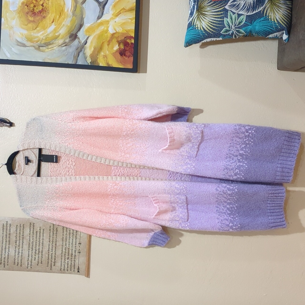 Torrid Coatigan Balloon Sleeve Ombre Rainbow Pastel Sweater - Picture 5 of 9